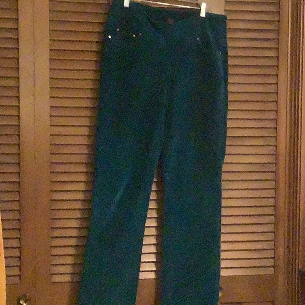 Turquoise green corduroy pants